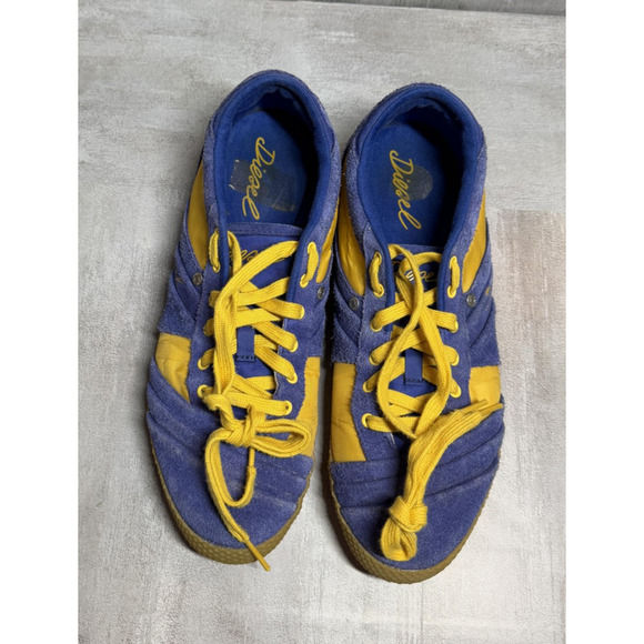 Vintage Diesel Shoes Womens Size 9.5 Blue Yellow Live Rush Suede Leather - Picture 7 of 9